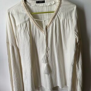 Elegant Cream Blouse with Braided Detail